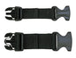 A pair of buckle extenders for Hit Air buckle closure vest that feature a small size top and large bottom buckle. 