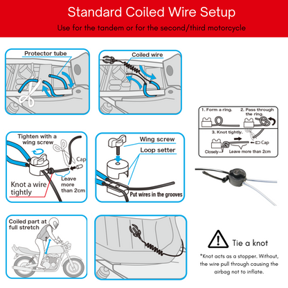 Step-by-step guide on setting up a coiled wire for motorcycles with illustrations and text.