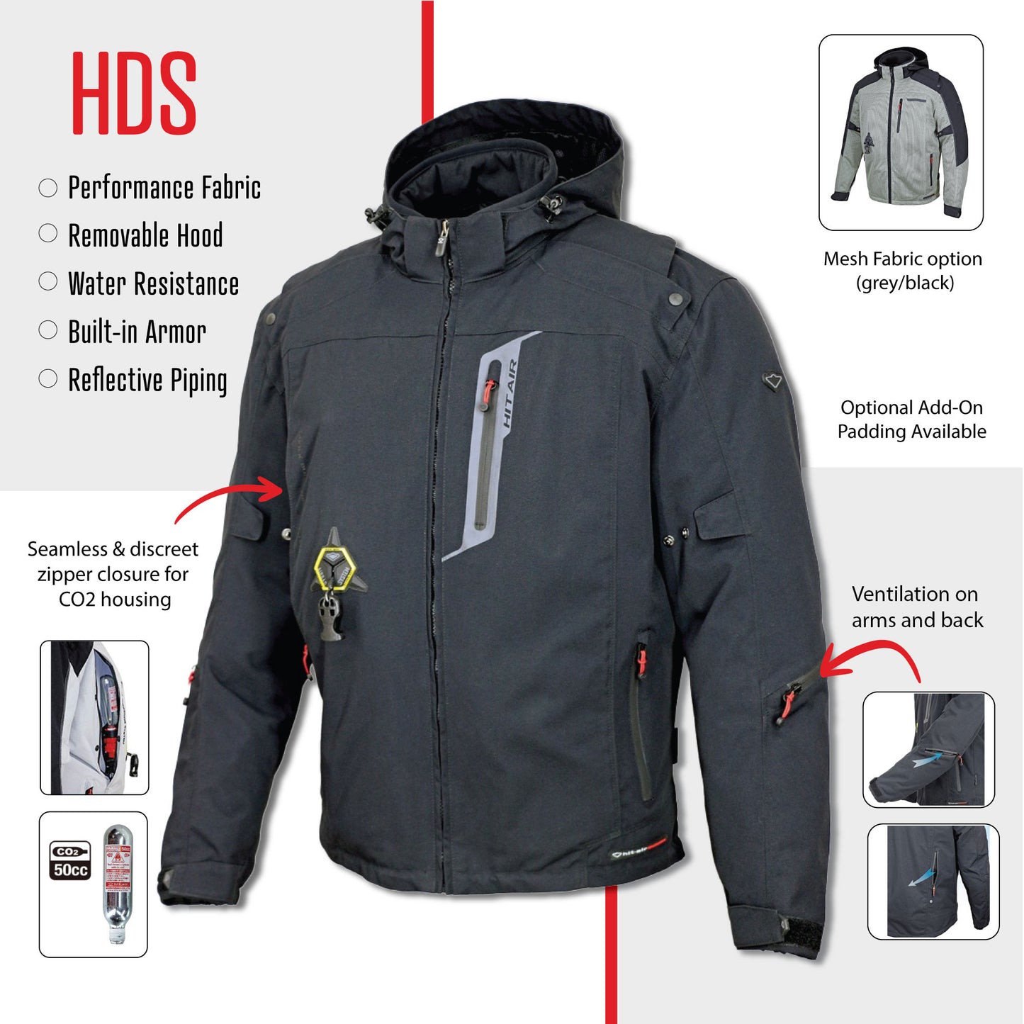 Product information for Hit-Air's HDS jacket.