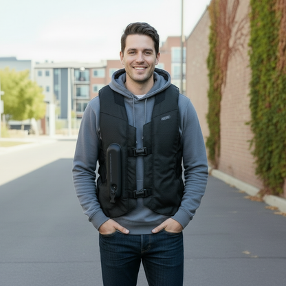 Rider showing the MLV2 Hit Air ultra reflective 