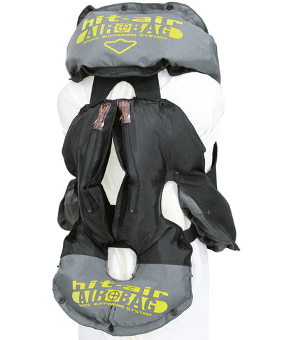 Detailed back view of an SKV vest in its inflated state on a mannequin with a white background