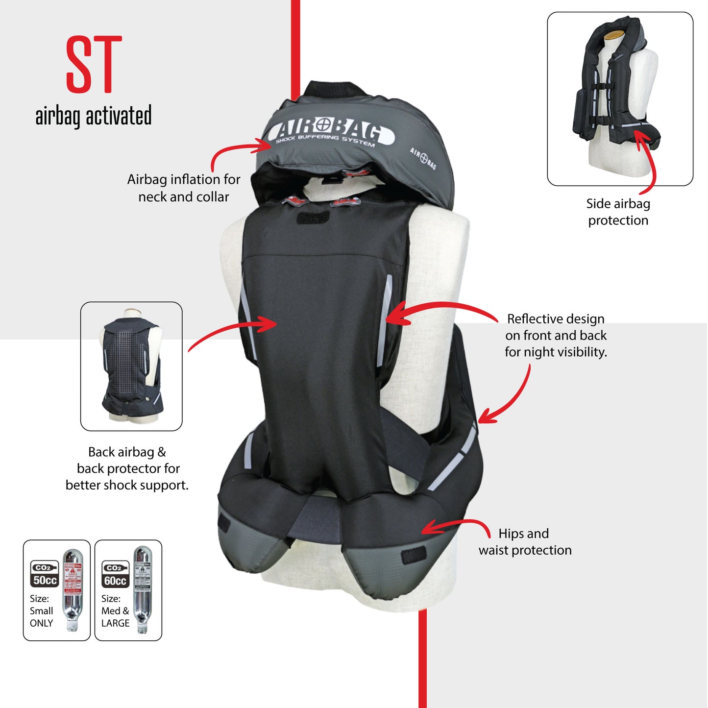 Hit-Air's product information on the ST inflated. 