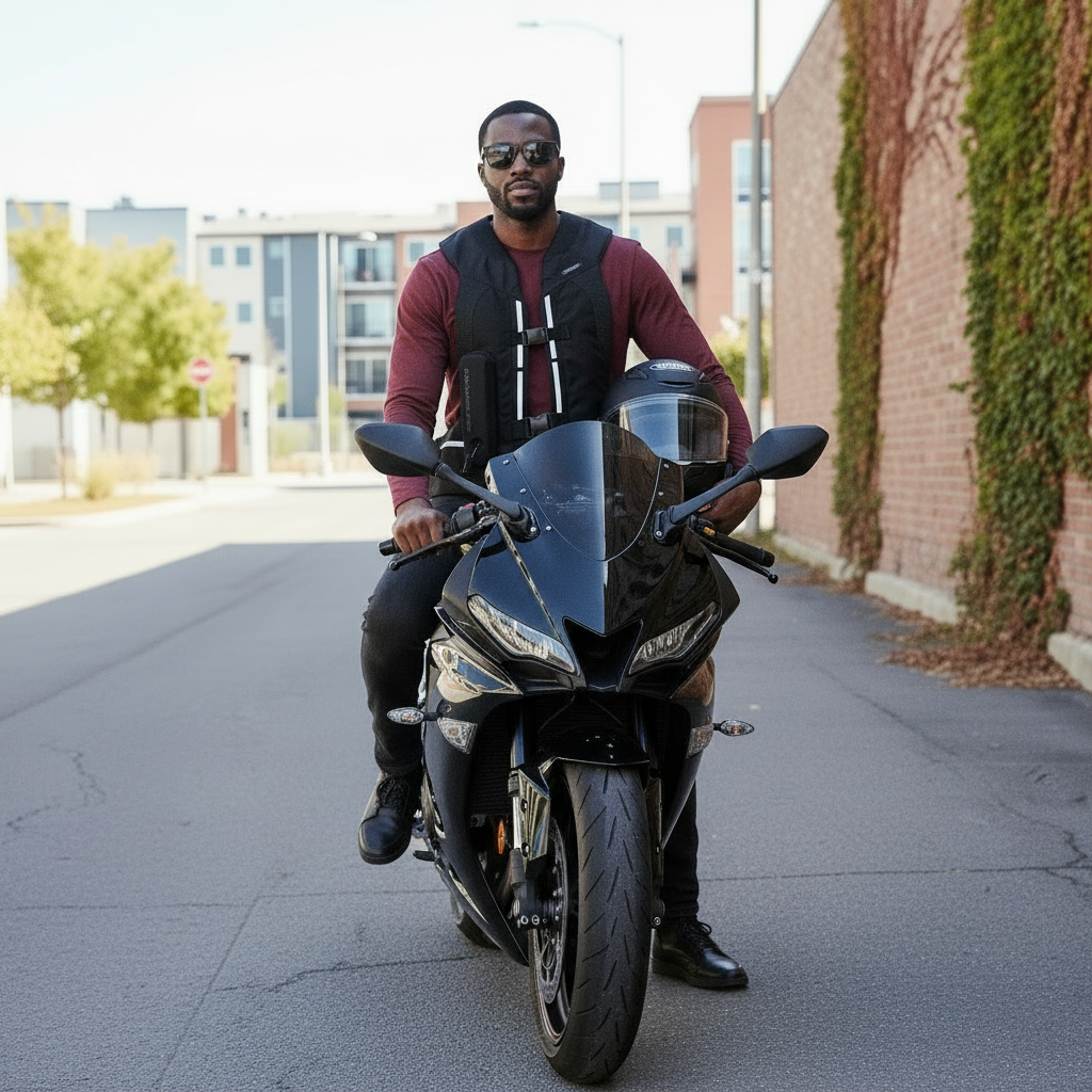 Ride in ST on motorcycle