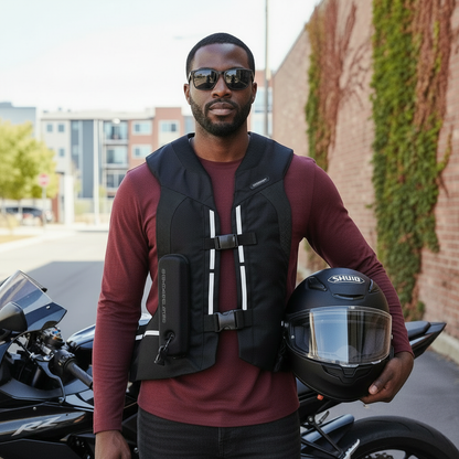 Rider modeling at ST Hit Air vest